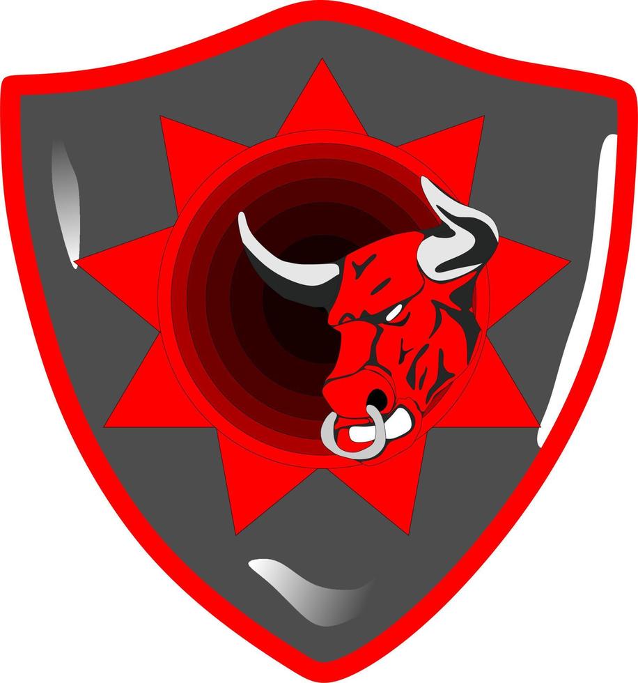 image de logo d'une combinaison d'un taureau rouge et d'un bouclier vecteur