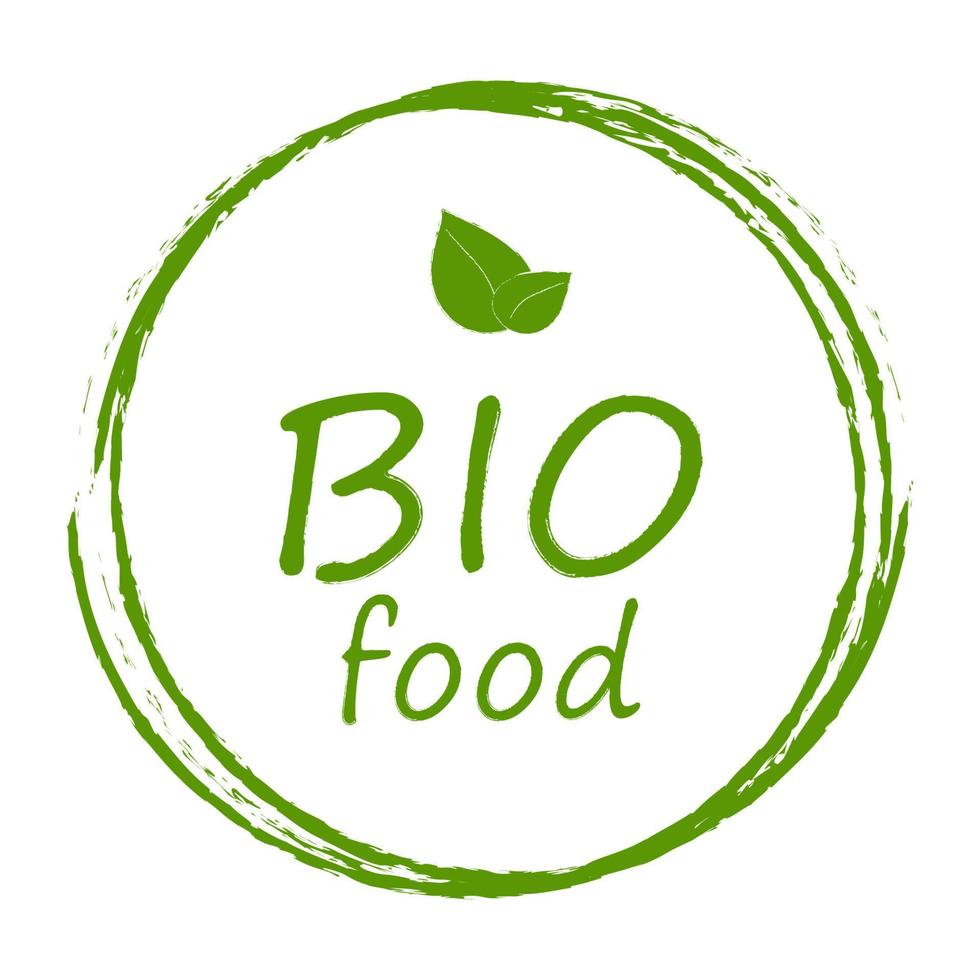 modèle d'autocollants pour aliments écologiques, bio, végétaliens, logo avec feuilles pour produits biologiques et écologiques. autocollant écologique pour emballage d'étiquetage, aliments, cosmétiques. style dessiné à la main pour les produits bio, éco, sans ogm. vecteur