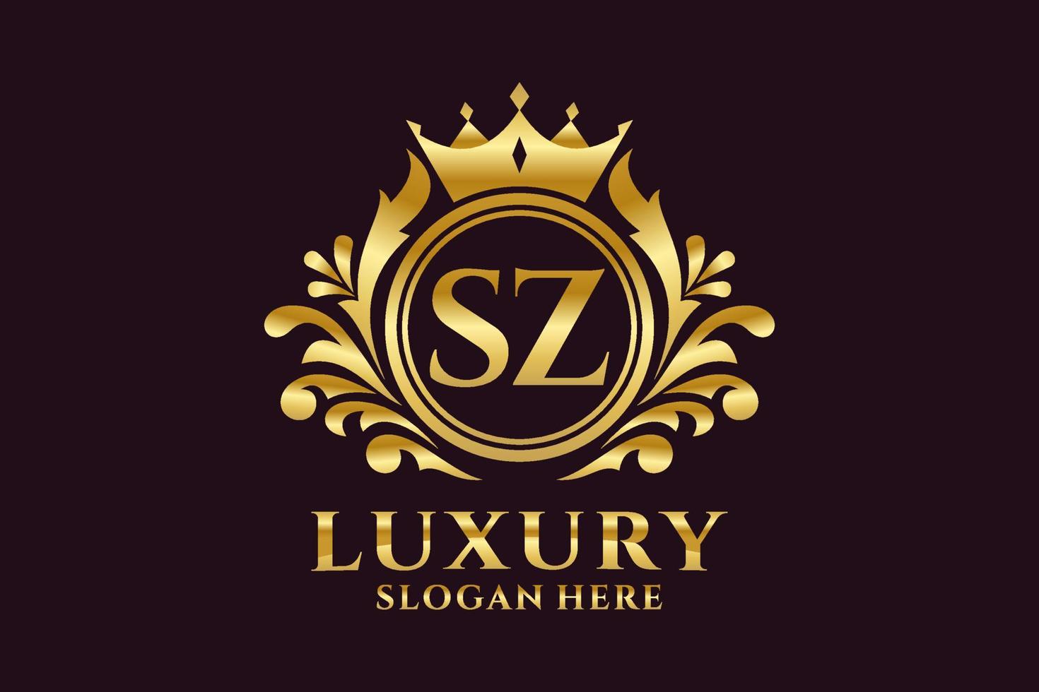 modèle de logo de luxe royal lettre initiale sz dans l'art vectoriel pour les projets de marque luxueux et autres illustrations vectorielles.