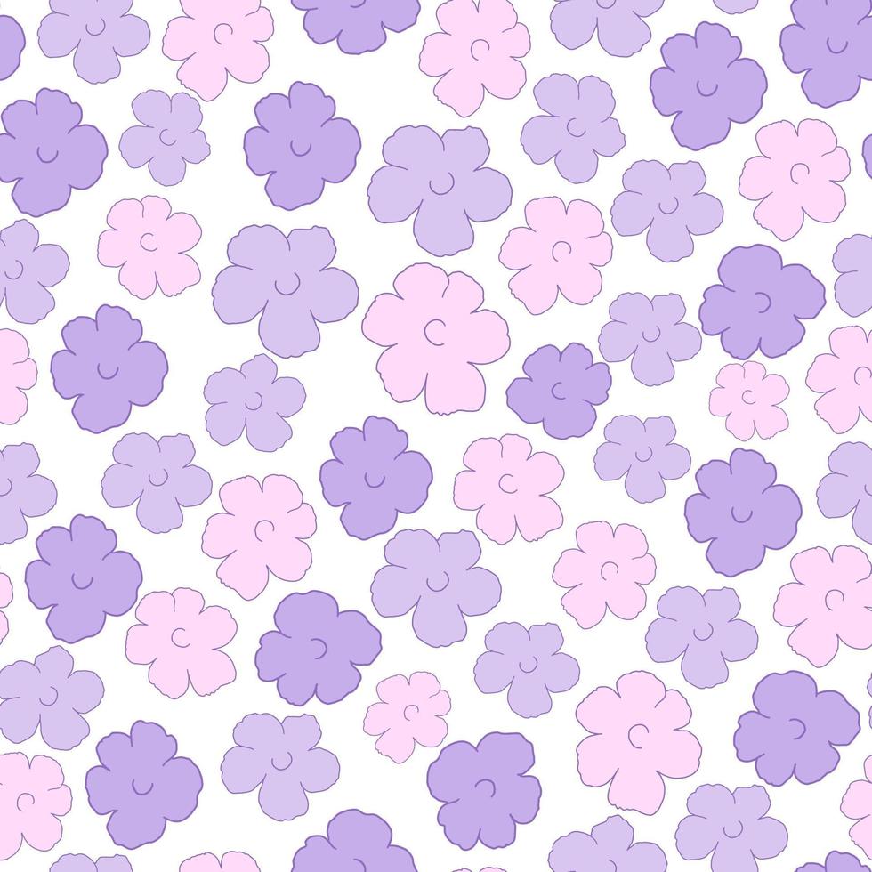 modèle de doodle sans couture vecteur violet foncé, rose avec des fleurs. illustration de griffonnage de fleurs dans un style origami. conception pour textile, tissu, papiers peints.