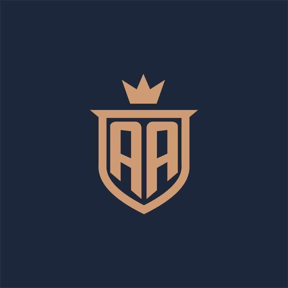 logo initial monogramme aa avec style bouclier et couronne vecteur