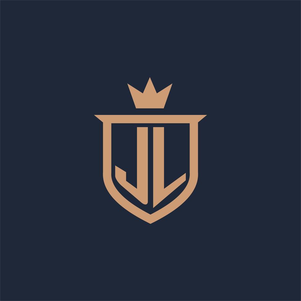 logo initial monogramme jl avec style bouclier et couronne vecteur