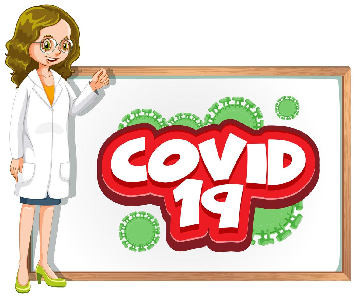 Covid 19 avec médecin et conseil d'administration vecteur