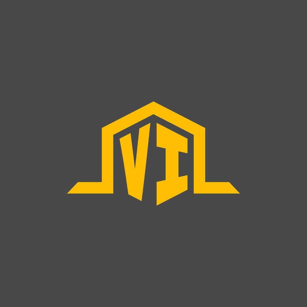 logo initial monogramme vi avec un design de style hexagonal vecteur