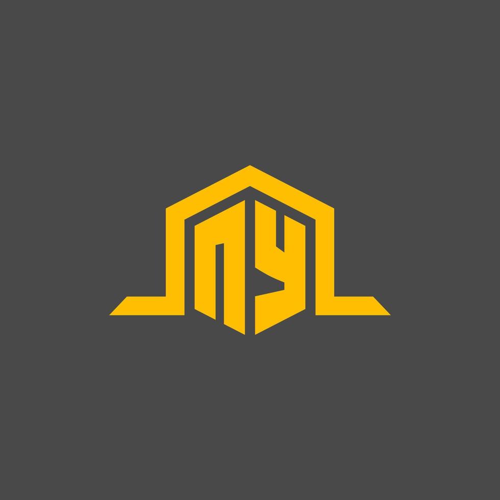 logo initial monogramme ny avec un design de style hexagonal vecteur