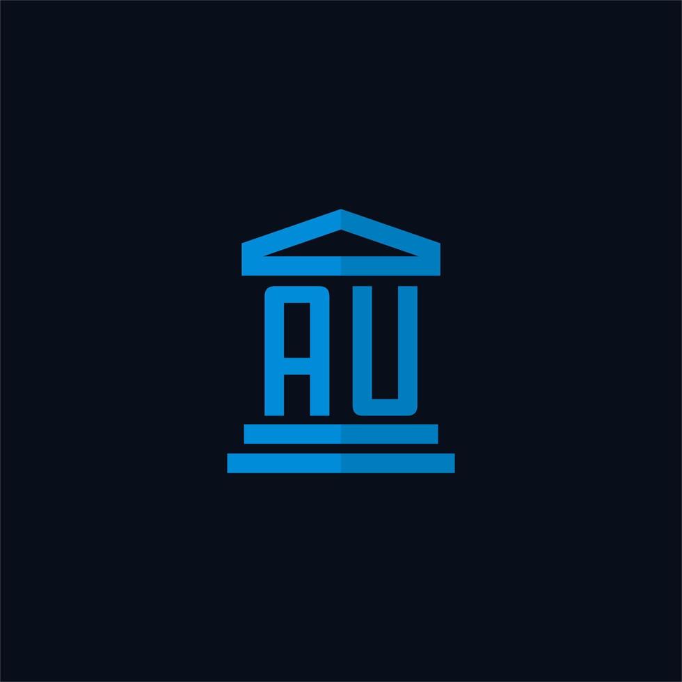 un monogramme de logo initial avec un vecteur de conception d'icône de bâtiment de palais de justice simple