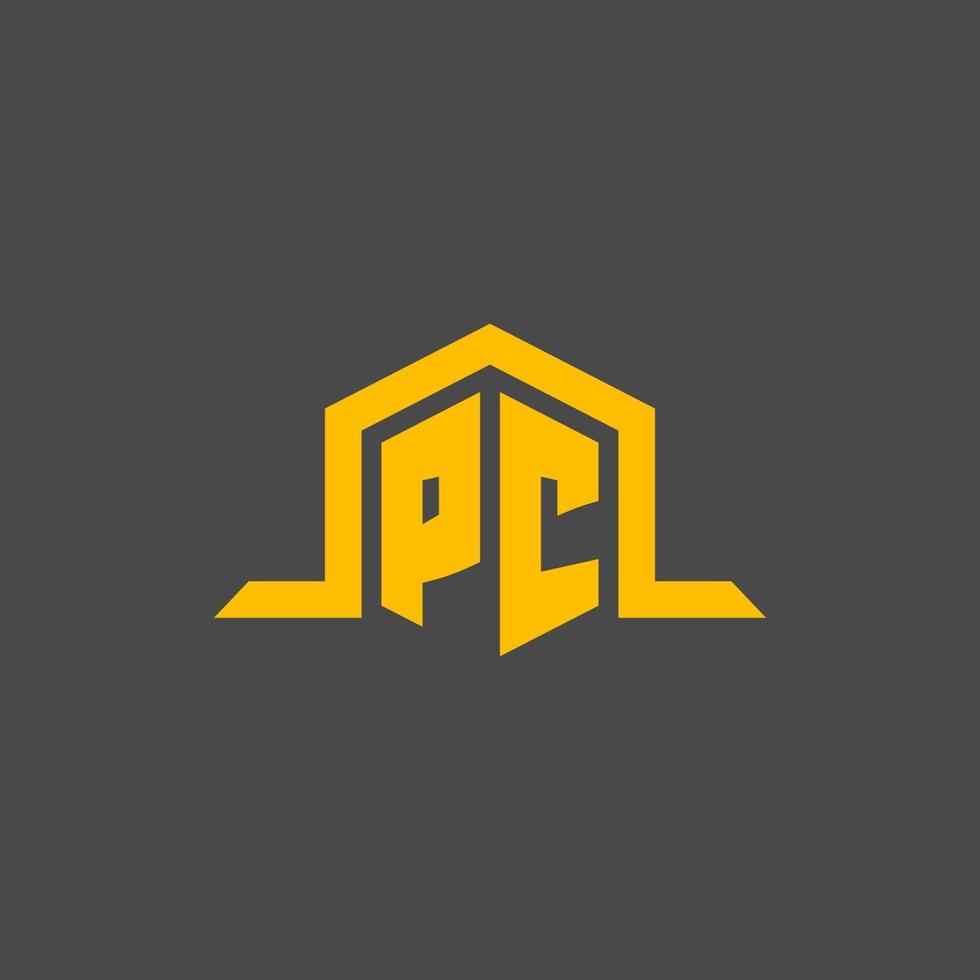 logo initial monogramme pc avec un design de style hexagonal vecteur