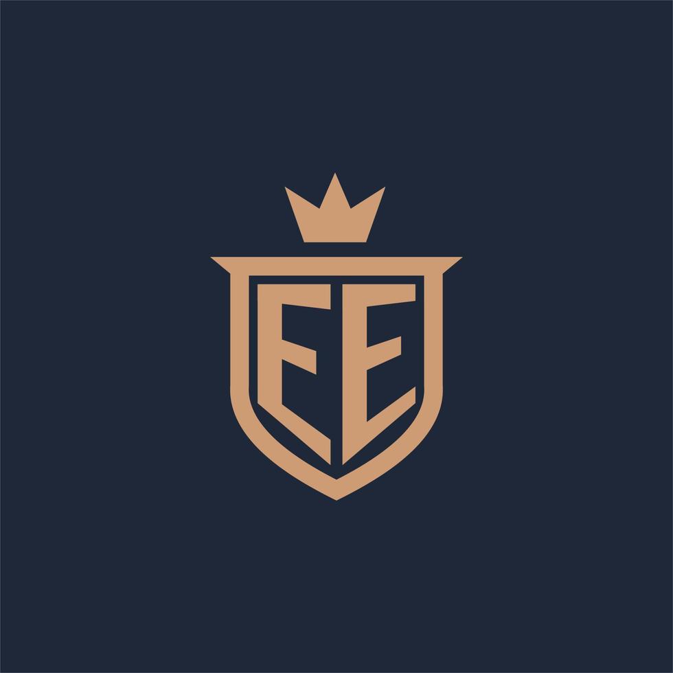 logo initial monogramme ee avec style bouclier et couronne vecteur