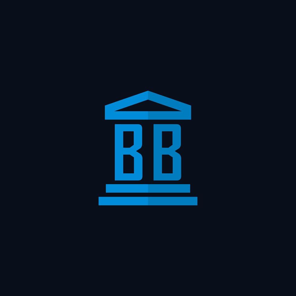 monogramme de logo initial bb avec vecteur de conception d'icône de bâtiment de palais de justice simple