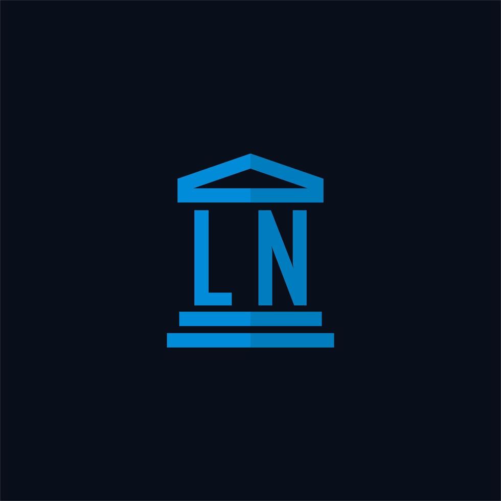 ln monogramme de logo initial avec vecteur de conception d'icône de bâtiment de palais de justice simple