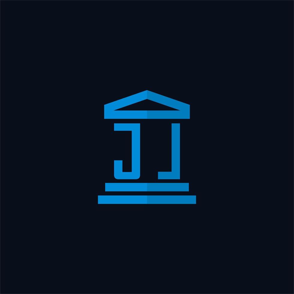 monogramme de logo initial jl avec vecteur de conception d'icône de bâtiment de palais de justice simple