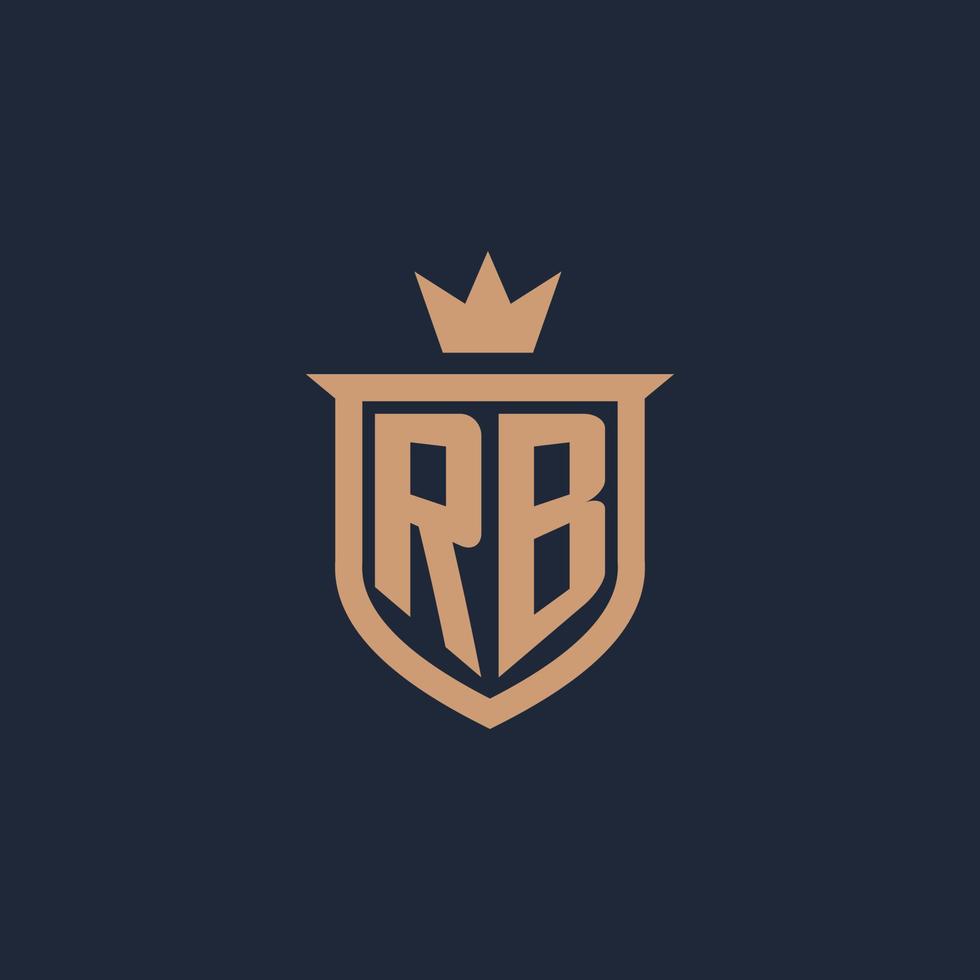 logo initial monogramme rb avec style bouclier et couronne vecteur