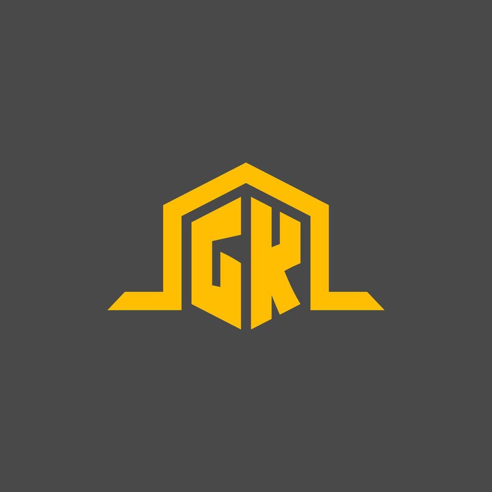 logo initial monogramme gk avec un design de style hexagonal vecteur