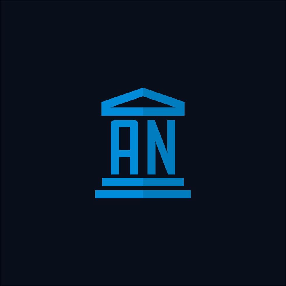 un monogramme de logo initial avec un vecteur de conception d'icône de bâtiment de palais de justice simple