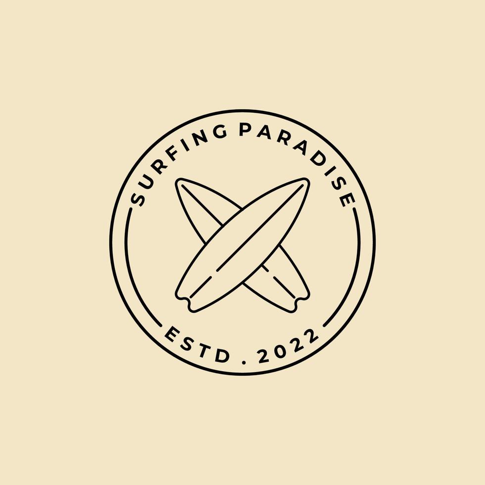 planche de surf badge logo ligne icônes illustration vectorielle vecteur