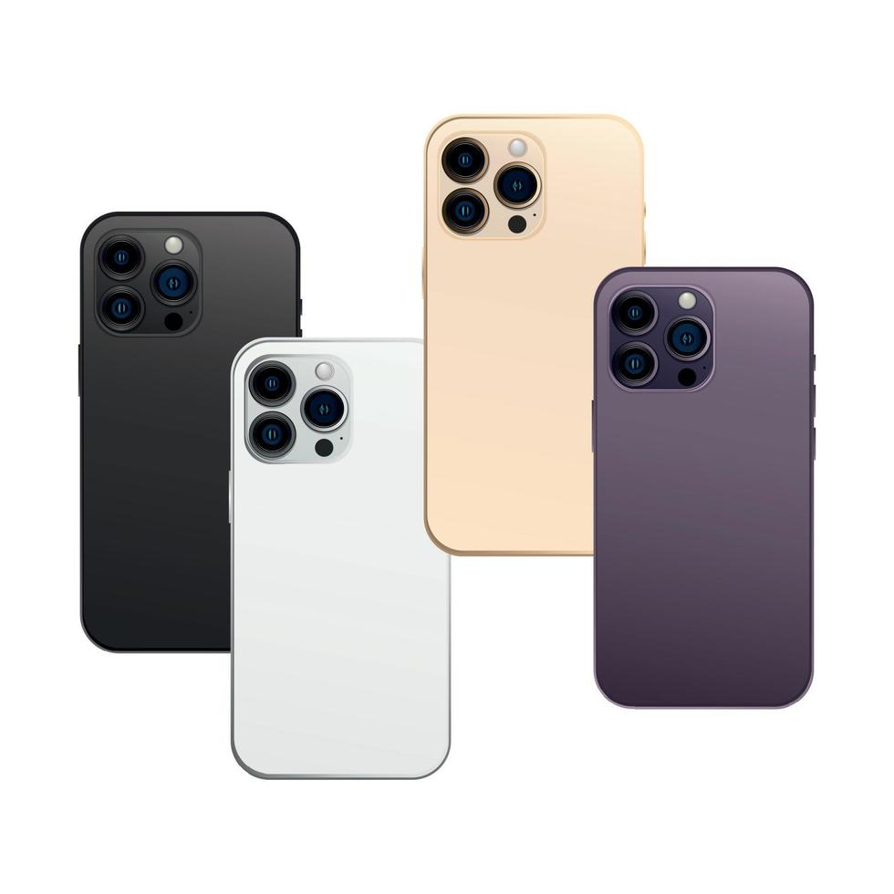 nouveauté, gadget moderne pour smartphone 14 version pro, ensemble de 4 pièces, nouvelles couleurs originales - image vectorielle vecteur