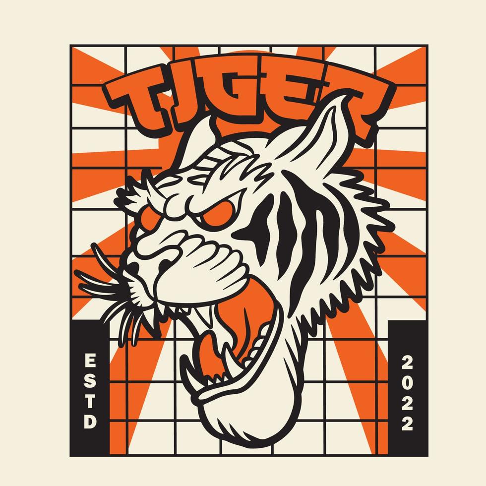 colère du tigre. illustration vectorielle d'une tête de tigre. vecteur