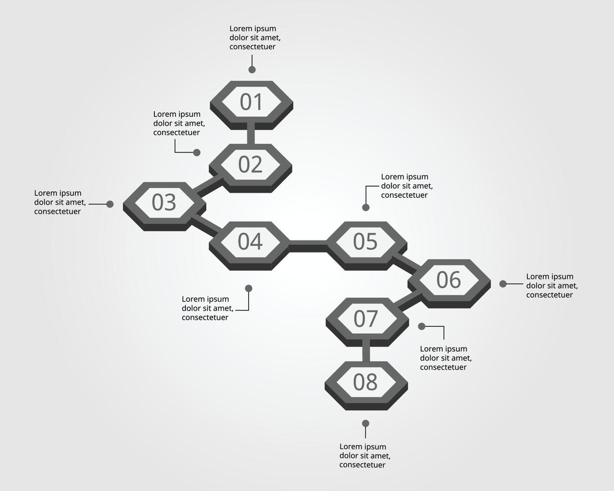 modèle de graphique graphique chronologique pour infographie pour la présentation de 8 éléments vecteur