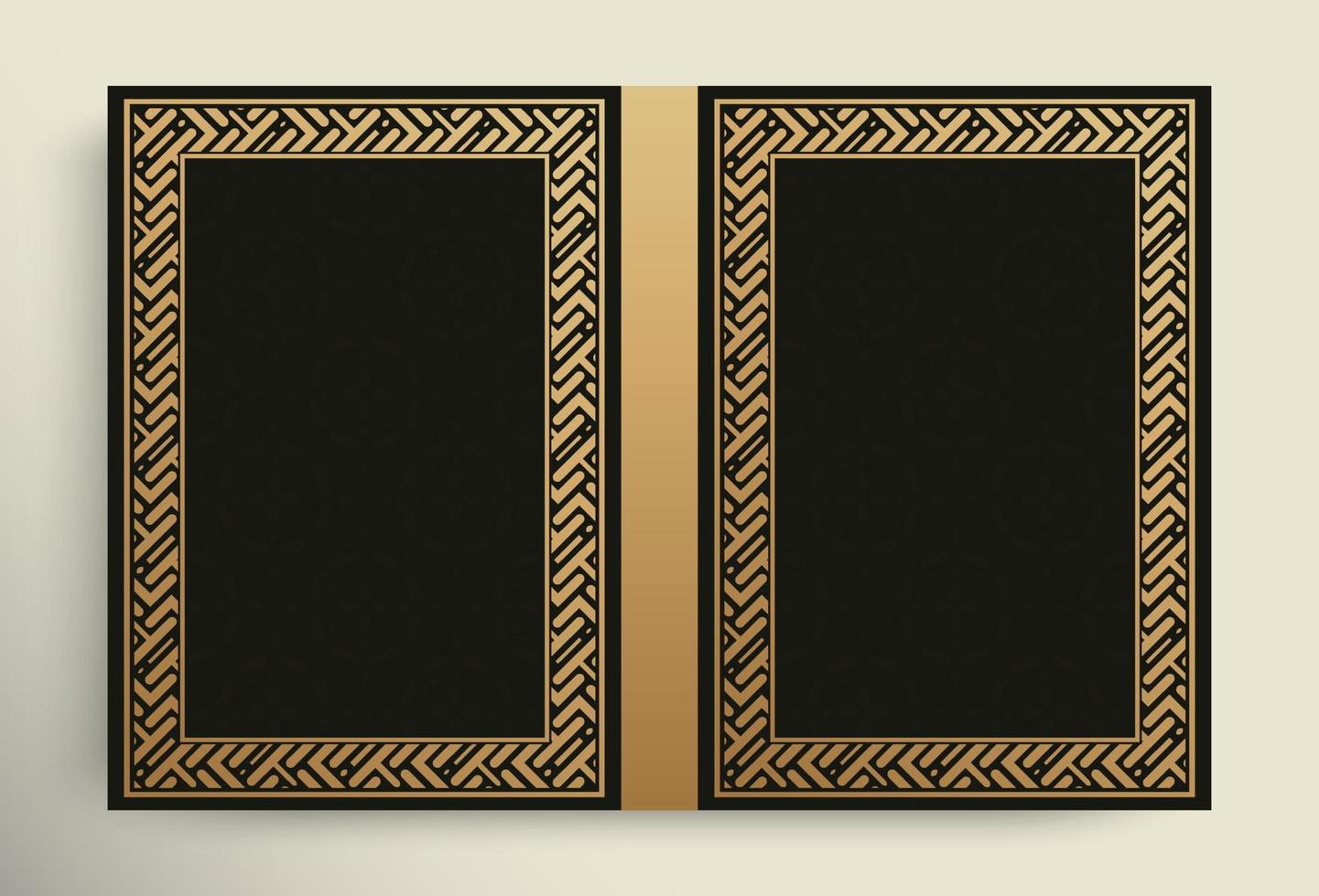 couverture vintage en or avec ornement de cadre vecteur