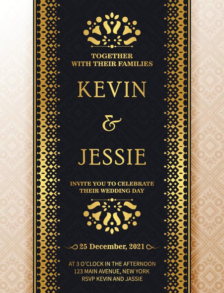 invitation de mariage élégante avec motif de motif vecteur