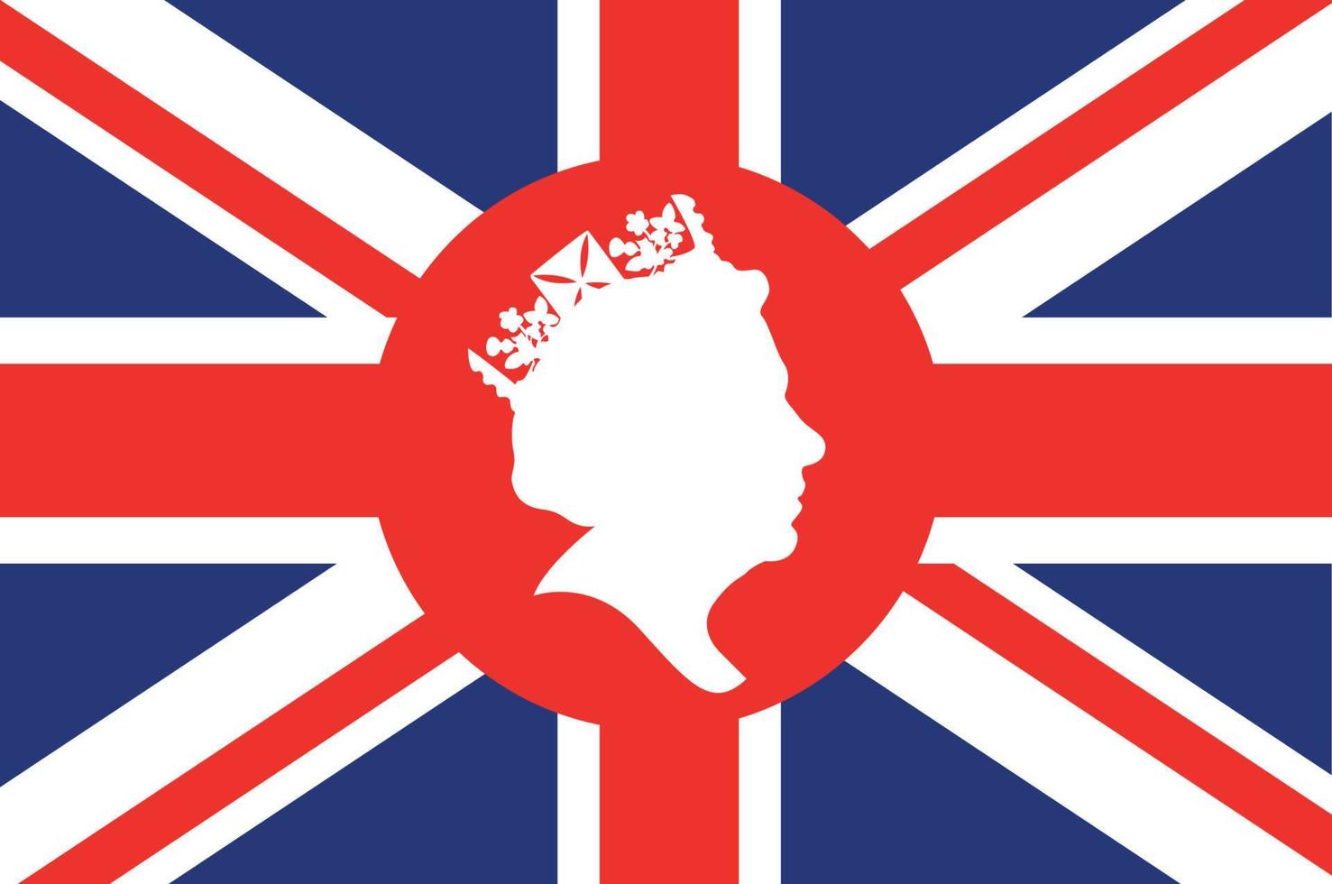 visage de la reine elizabeth rouge et blanc avec drapeau du royaume uni britannique emblème national de leurope icône illustration vectorielle élément de conception abstraite vecteur