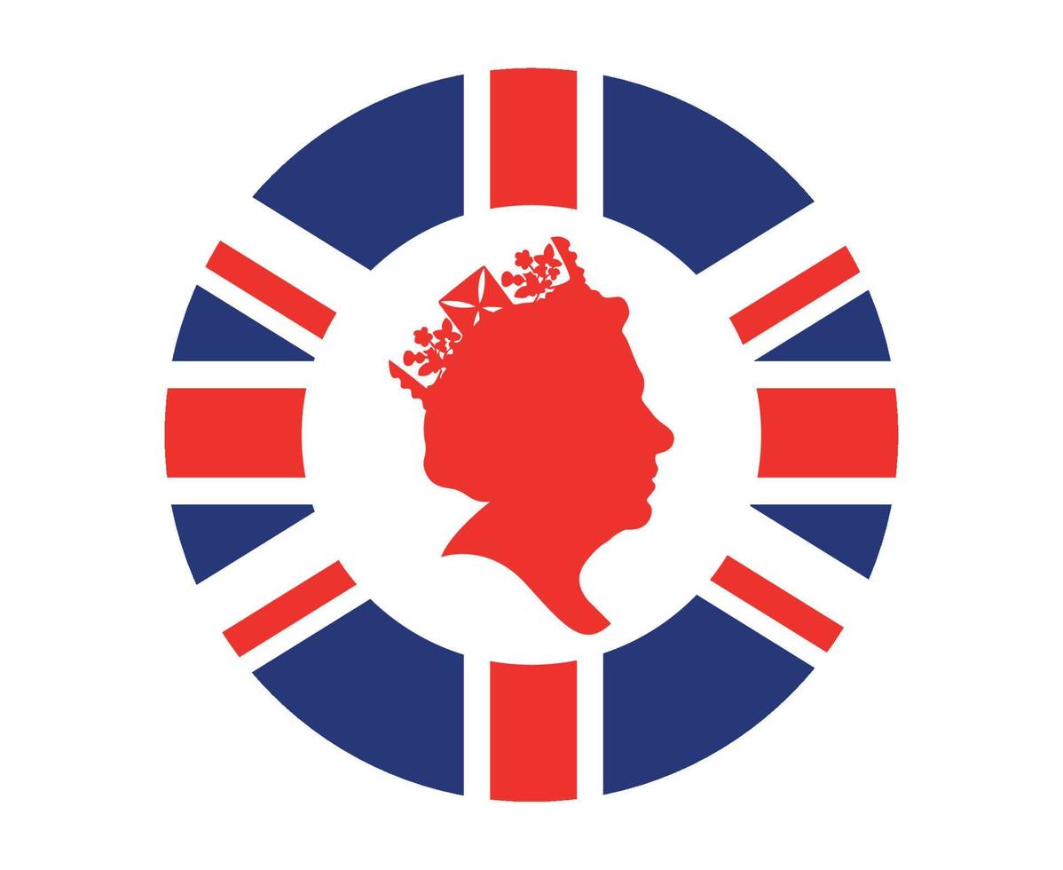 reine elizabeth visage blanc et rouge britannique royaume uni drapeau national europe emblème icône illustration vectorielle élément de conception abstraite vecteur