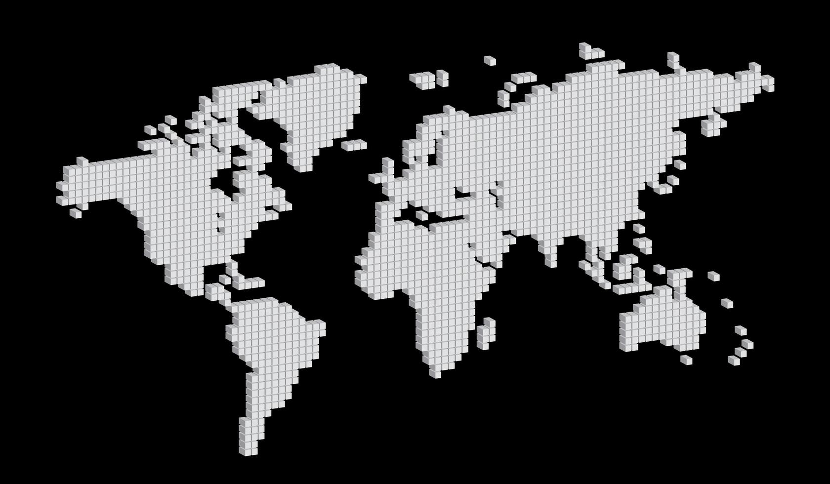 carte du monde carré noir et blanc isométrique vecteur