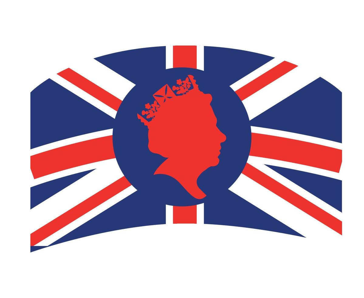 reine elizabeth face rouge avec drapeau britannique royaume uni europe nationale emblème illustration vectorielle élément de conception abstraite vecteur
