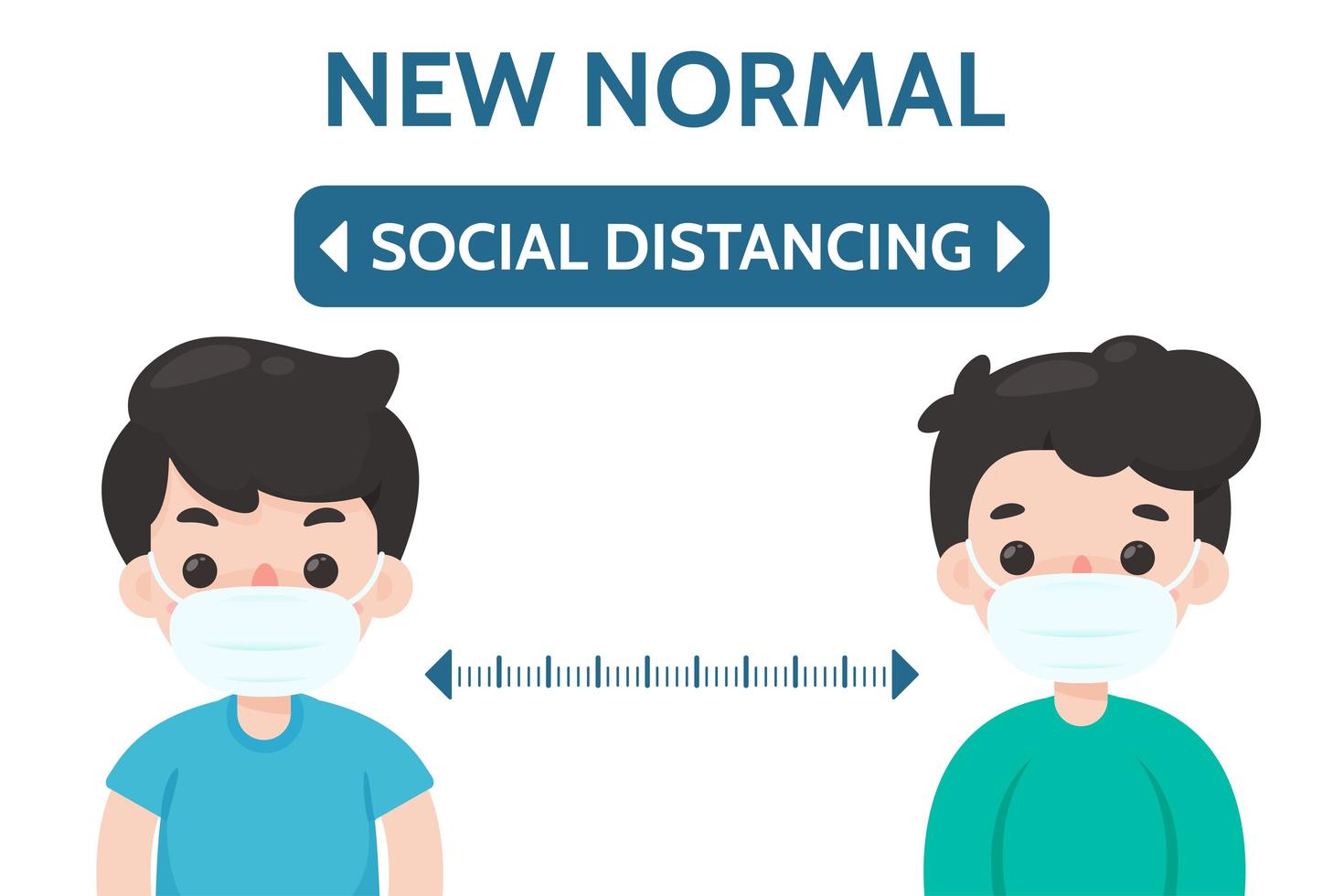 espacement de distance sociale entre deux personnes vecteur