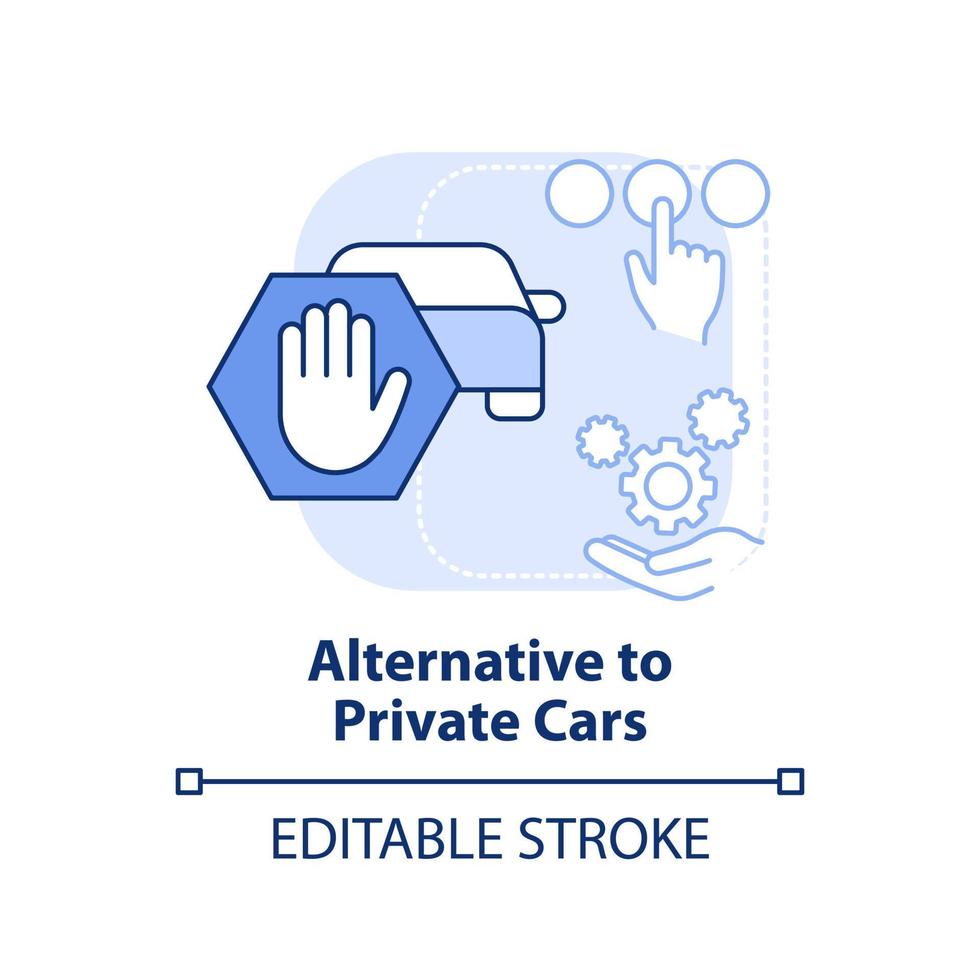 alternative aux voitures privées icône de concept bleu clair. la mobilité en tant qu'illustration de ligne mince d'idée abstraite de valeur de service. dessin de contour isolé. trait modifiable. vecteur