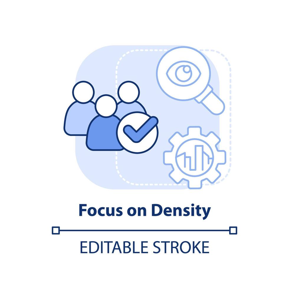 se concentrer sur l'icône de concept bleu clair de densité. illustration de la ligne mince de l'idée abstraite du service de mobilité du bâtiment. dessin de contour isolé. trait modifiable. vecteur