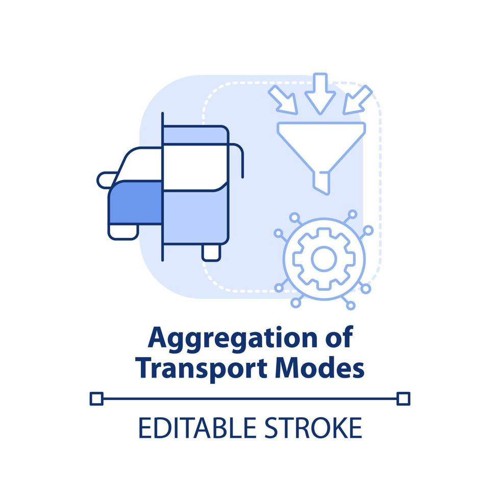 agrégation des modes de transport icône de concept bleu clair. la mobilité en tant qu'illustration de ligne mince d'idée abstraite de valeur de service. dessin de contour isolé. trait modifiable. vecteur