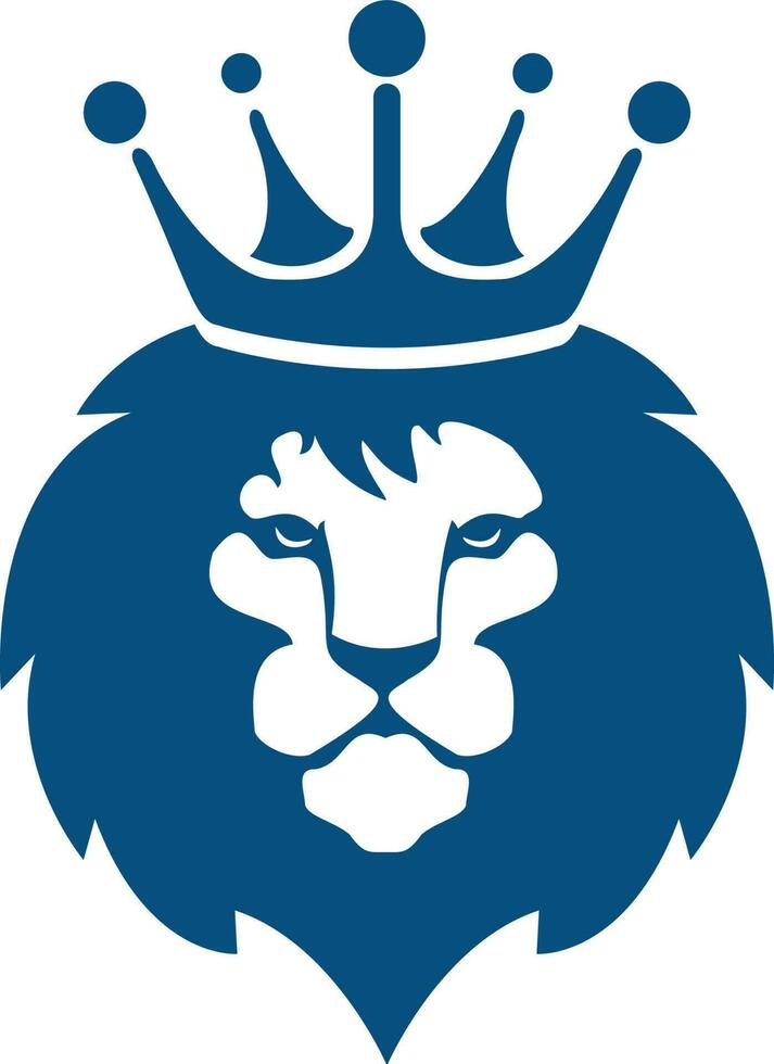 tête de lion avec logo couronne. vecteur