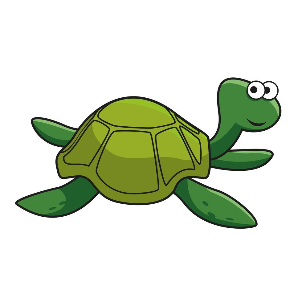 personnage de dessin animé souriant tortue verte vecteur