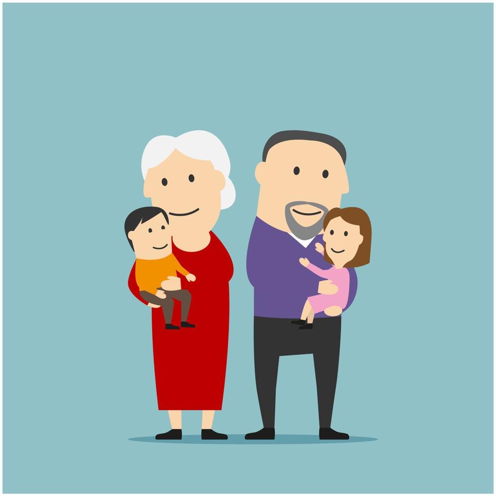 heureux grands-parents famille avec petits-enfants vecteur
