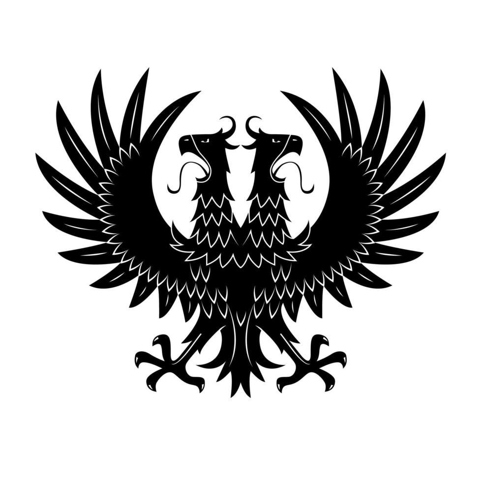 symbole noir de l'aigle bicéphale royal héraldique vecteur