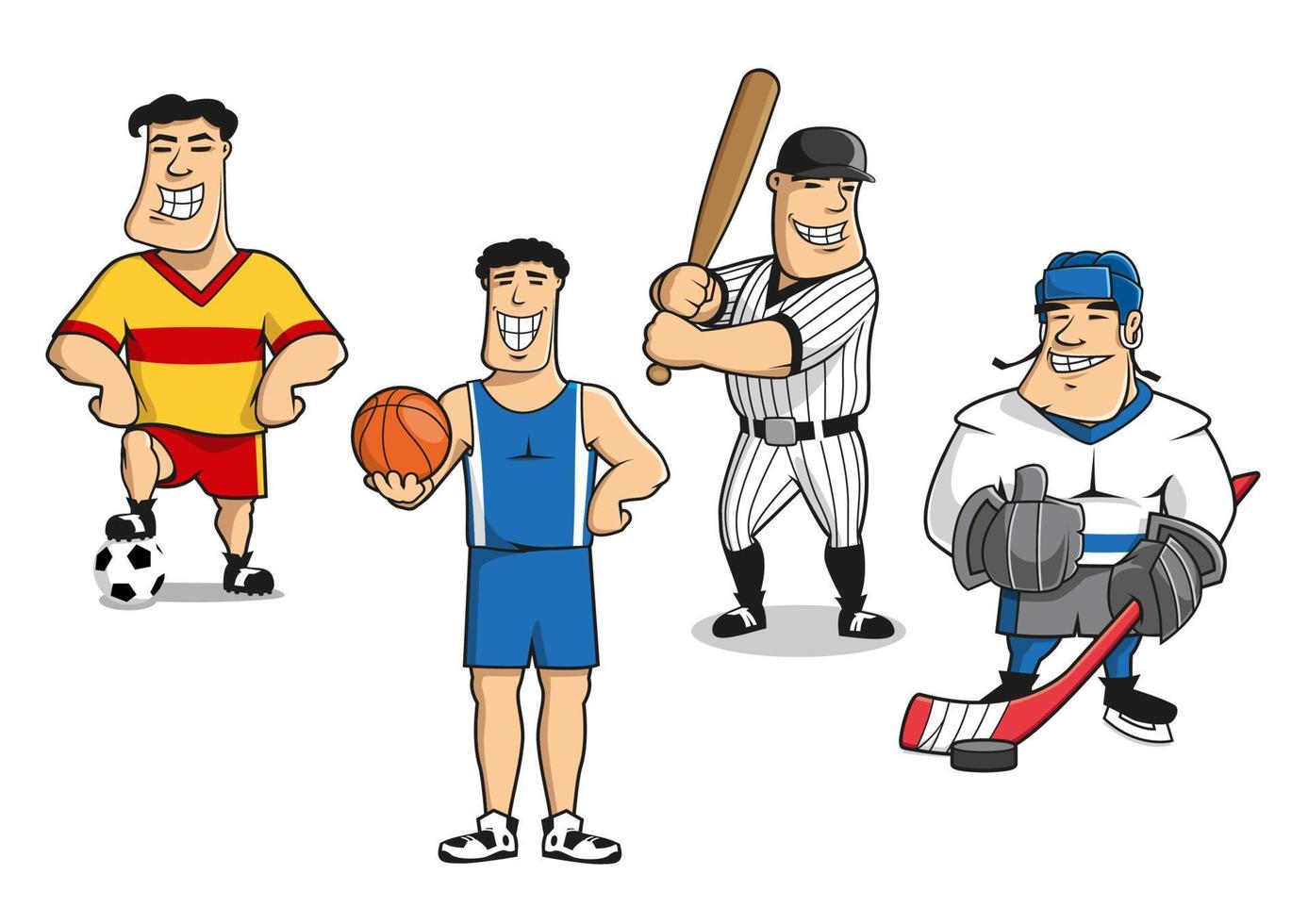 joueurs de football, de basket-ball, de baseball, de hockey vecteur