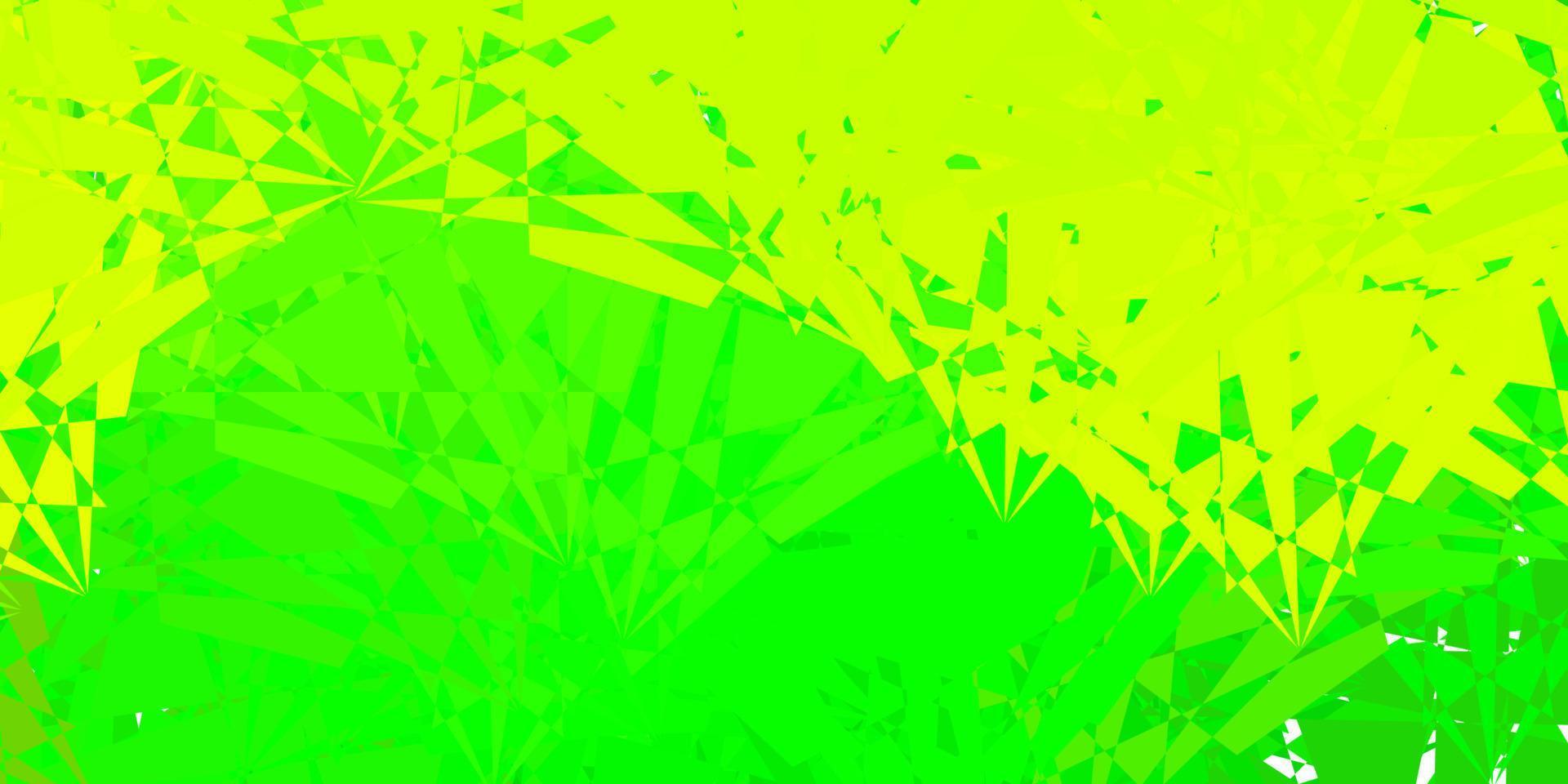 texture de vecteur vert clair, jaune avec des triangles aléatoires.