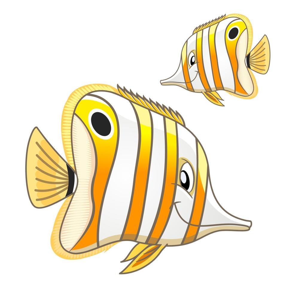 personnage de dessin animé poisson-papillon marin tropical vecteur
