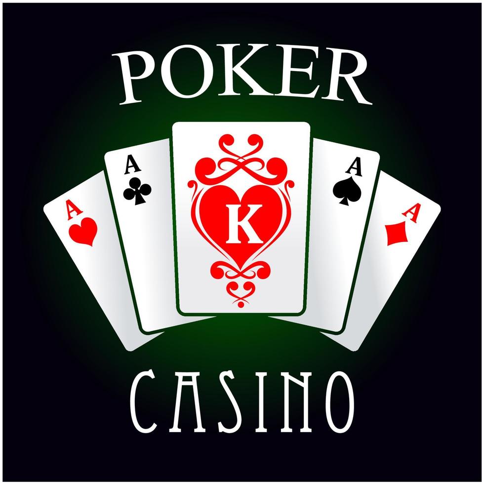 icône de jeu de poker avec quatre cartes as et king vecteur