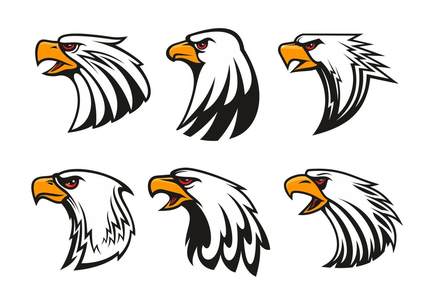 ensemble d'icônes d'aigle à tête blanche. emblèmes de vecteur