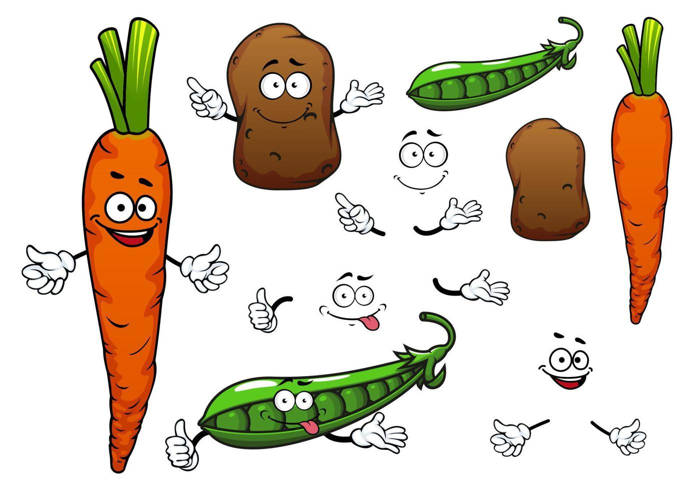 légumes carottes, pommes de terre et petits pois vecteur