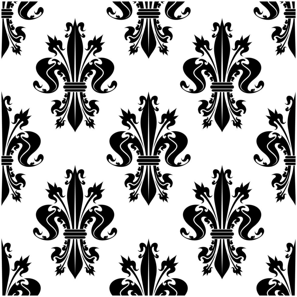 motif fleur de lis sans couture noir et blanc vecteur