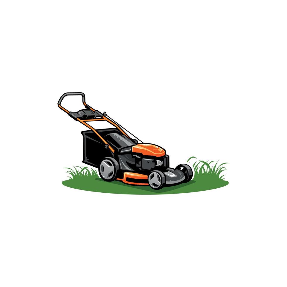 tondeuse à gazon - illustration de logo d'entretien et de service de pelouse vecteur