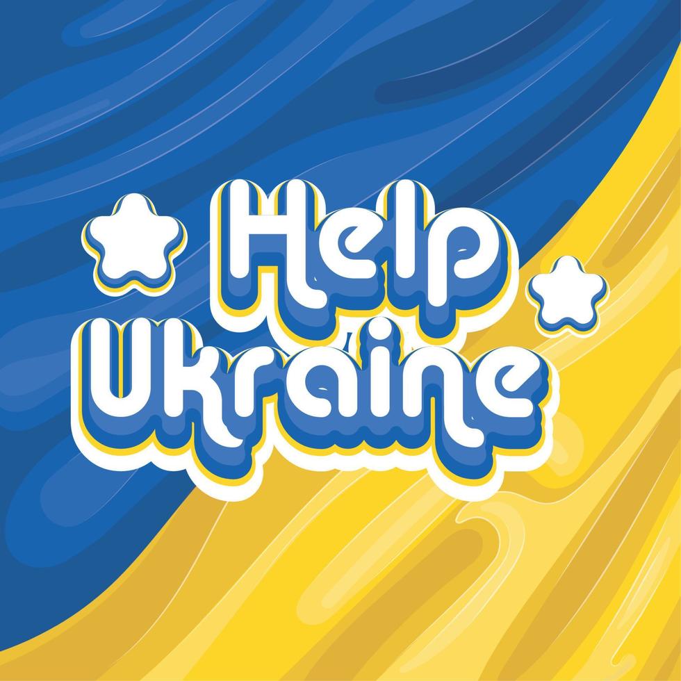 agitant le drapeau de l'ukraine avec un message aide l'illustration vectorielle de l'ukraine vecteur