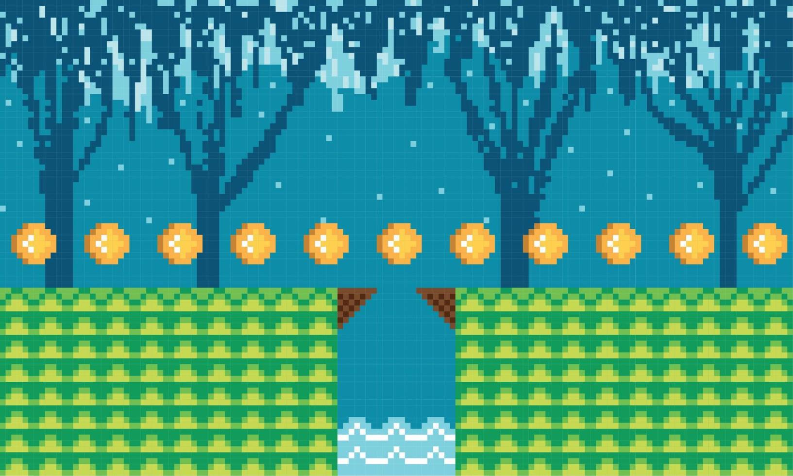 décor de jeu vidéo d'hiver avec des pièces d'or et illustration vectorielle vecteur