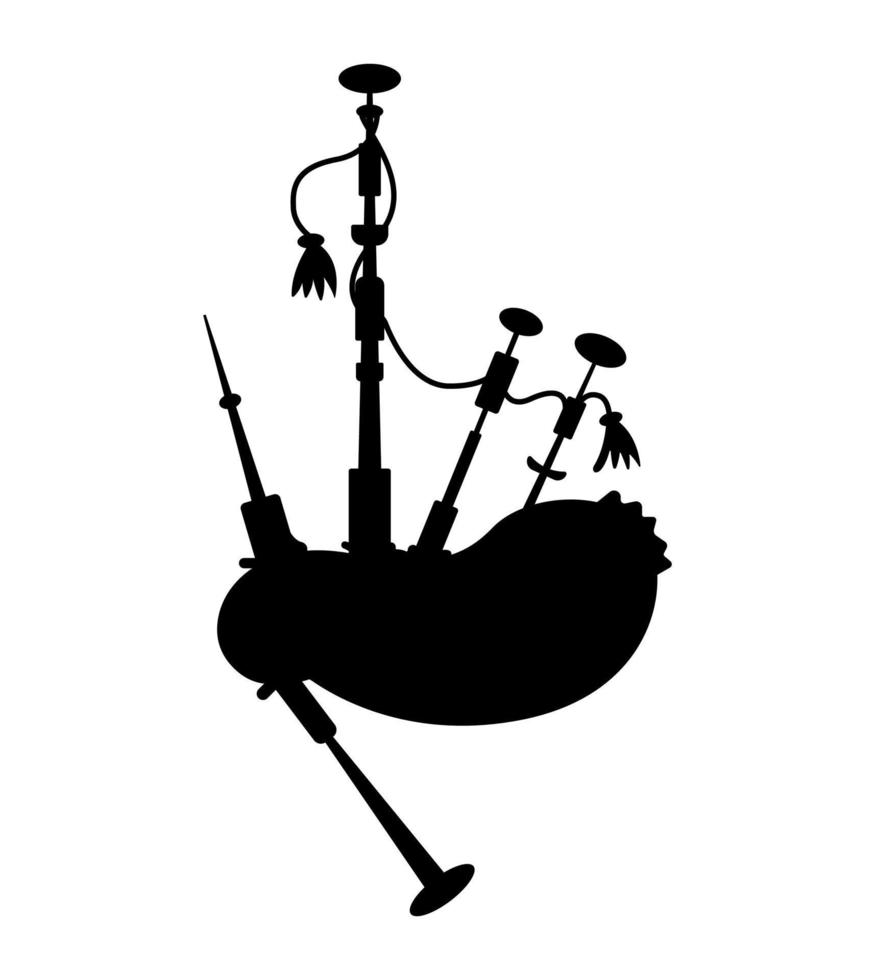 silhouette de cornemuse, instrument de musique à vent bois piob mhor vecteur