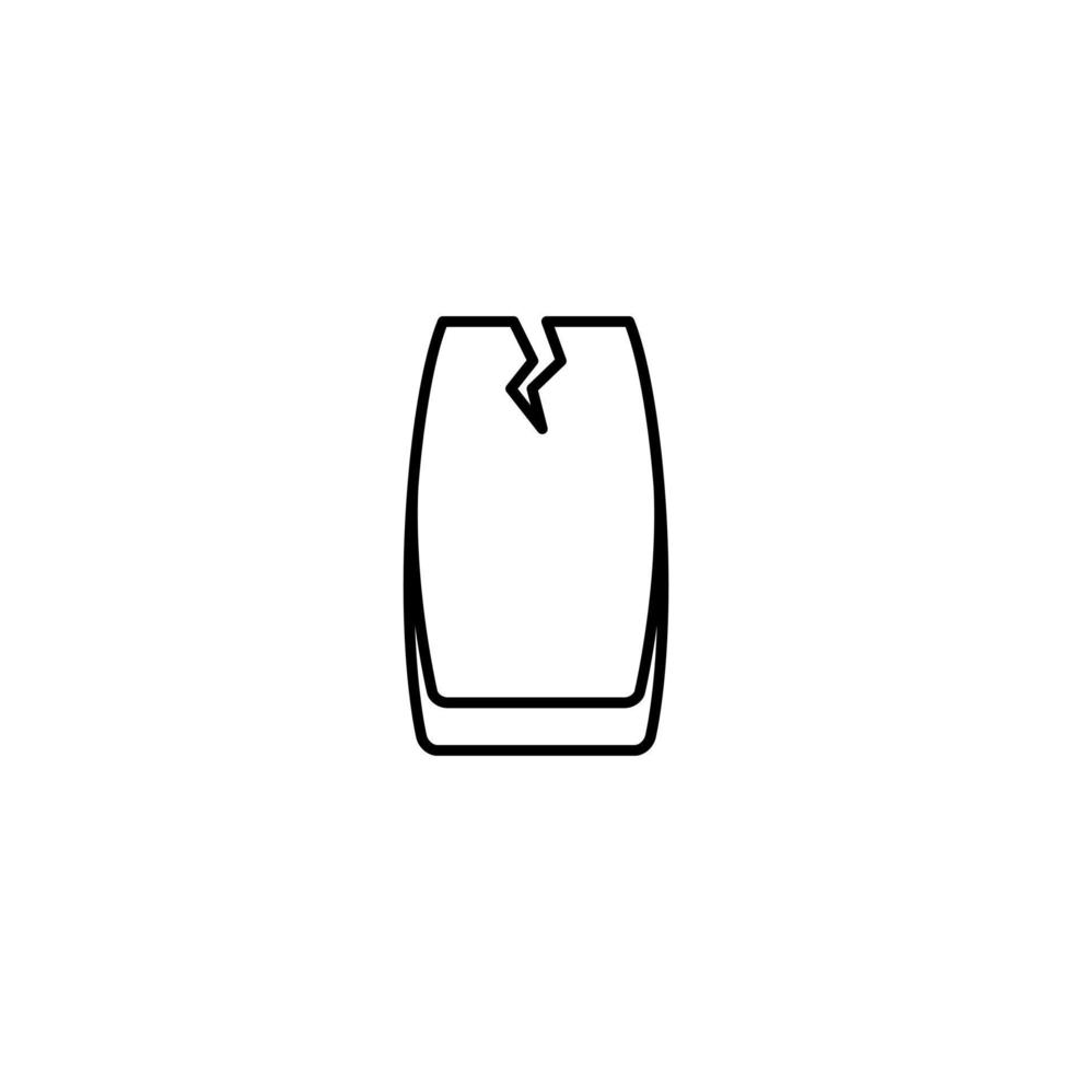 refroidisseur d'ambiance fissuré ou icône de verre à bière sur fond blanc. style simple, ligne, silhouette et épuré. noir et blanc. adapté au symbole, au signe, à l'icône ou au logo vecteur