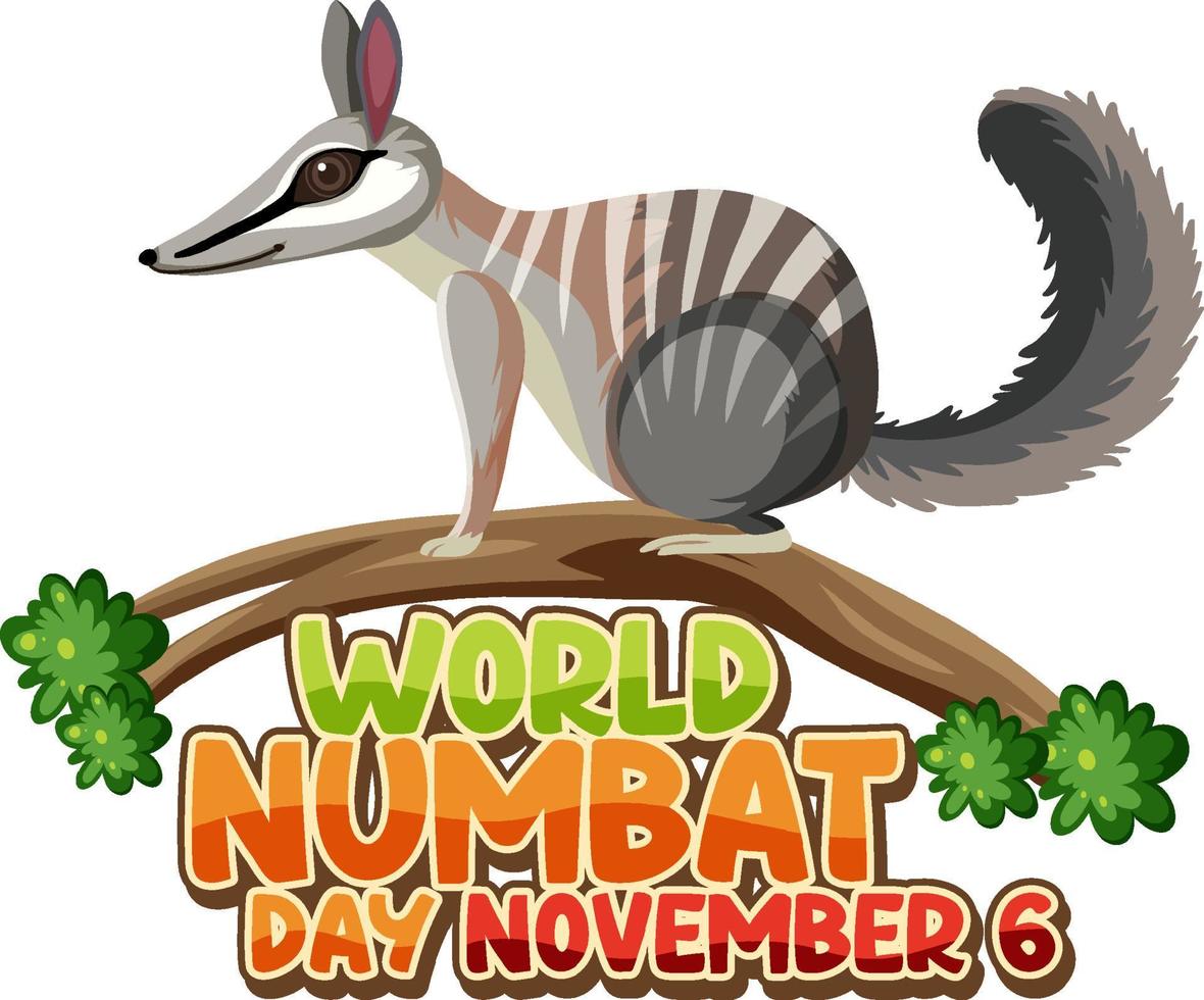 logo de la bannière de la journée mondiale du numbat vecteur