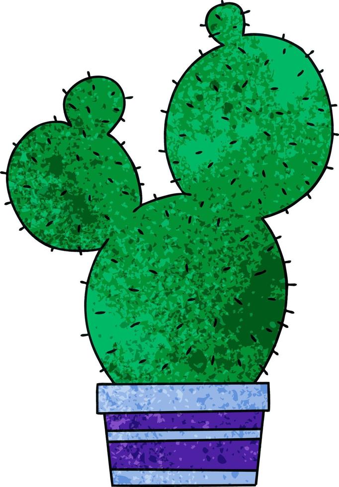 cactus de dessin animé dessiné à la main excentrique vecteur